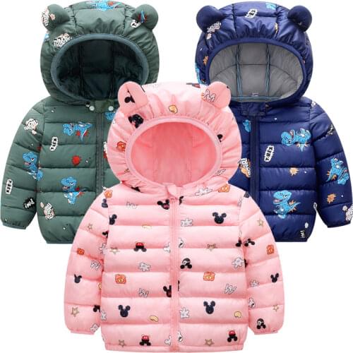 Autumn Winter Baby Kids Solid Outerwear Infants Boys Girls Mickey Minnie Hooded Jacket Coats Clothing Child Christmas Clothes