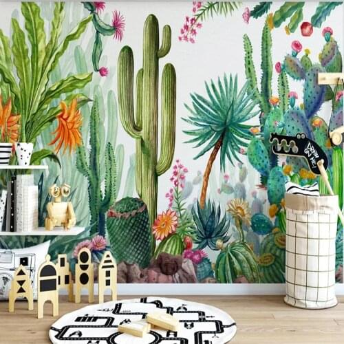 Custom Photo Wallpaper Modern 3D Green Plant Cactus Tree Murals Living Room TV Sofa Bedroom Home Decor Abstract Papel De Parede