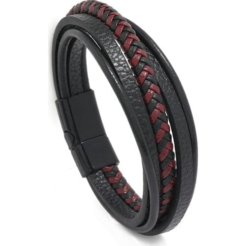 Simple Retro Braided Leather Bracelet Trendy Jewelry Personality Magnet Buckle Bracelet