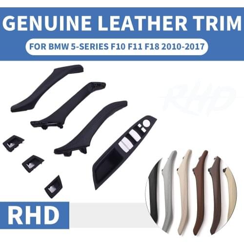Luxury Leather Right Hand Drive RHD For BMW 5 series F10 F11 520 Black Car Interior Door Handle Inner Door Panel Pull Trim Cover