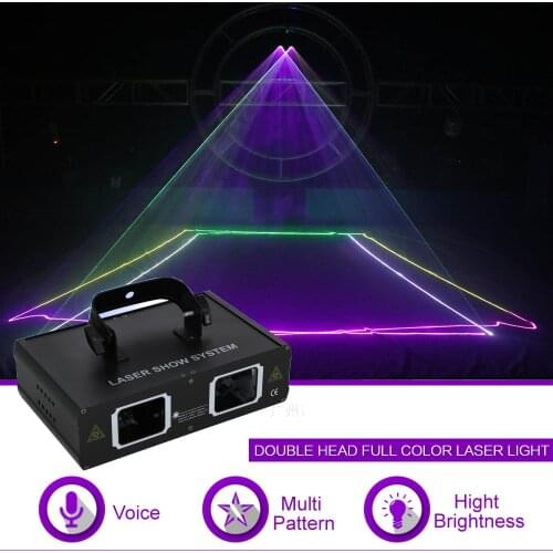Sharelife 2 Lens 1W RGB Full Color DMX Beam Network Laser Light Home Gig Party DJ Projector Stage Lighting Sound Auto 506RGB