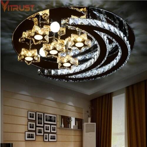 Crystal Ceiling Lights Modern LED ChandelierLamps Living Room Dining Bedroom Kids Boy Girl Luminaire Plafondlamp Stainless Steel