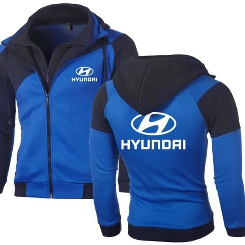 New Spring Autumn Mens Hyundai Hoodies Fashion Double Zipper Patchwork Long Sleeve Jacket Hip Hop Harajuku Clothing