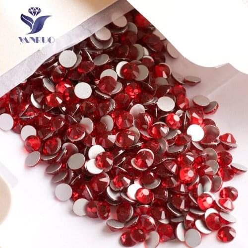 YANRUO 2058NoHF SS16 1440Pcs Siam Red Rhinestones Non Hot-Fix Crystal Flat Back Loose AAAAA Quality For Clothes
