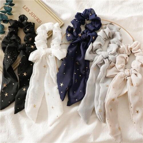 CYGJFC Woman Star Chiffon Elastic Hairband Spring Summer Bowknot Hair Ties Girls Scrunchies Hair Accessories Headwear Hair Rope