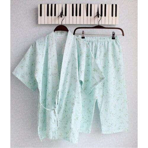 Cotton Gauze Pajama Shorts Women Short Sleeve Kimono Robe Top & Knee Length Pants Japanese Homewear Yukata Summer Sleepwear Set