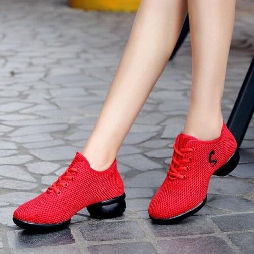 Dancing Shoes For Women Sports Feature Modern Dance Jazz Shoes Soft Outsole Breath Dance Shoes Female Waltz Sneakers Size 34-41