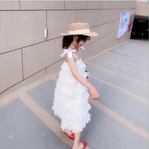 2021 Korean style girls ruffles dress fashion cotton summer girls dresses 3-9years B216