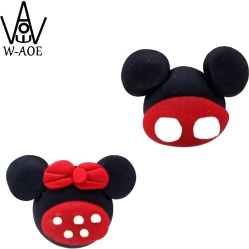 2017 New Design Fashion Cartoon Cute Mouse Stud Earrings For Women Girl 100% Handmade Polymer Clay 3d Animal Earrings Best Gift