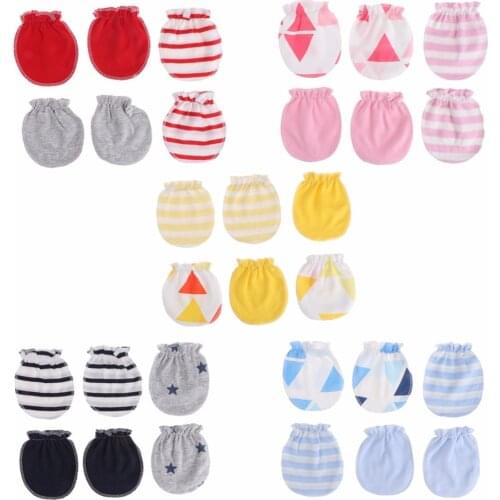 3Pairs Fashion Baby Anti Scratching Gloves Newborn Protection Face Cotton Scratch Mittens W18