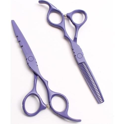 5.5In. 16cm Customized Logo 440C Violet Professional Hairdressing Scissors Cutting Shears Thinning Scissors Hair Scissors C1010