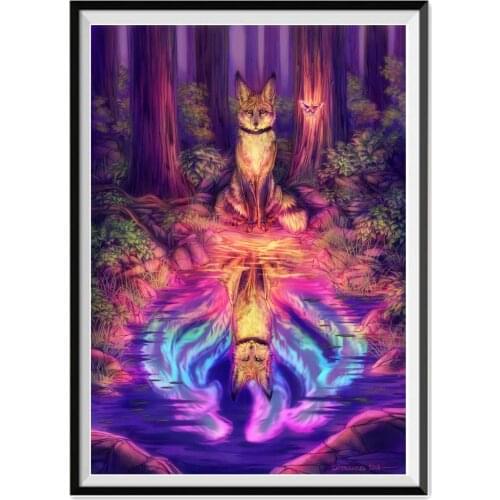 DIY 5D diamond painted full diamond fox embroidery mosaic home decoration pattern handmade