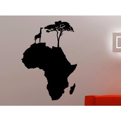 Africa Map Wall Decal African Animal Tree Map Decorations Home Living Room Bedroom Decor Vinyl Art Removable Sticker A783