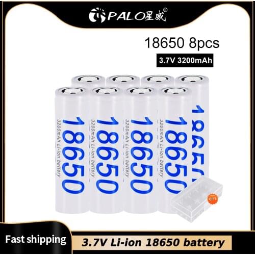 PALO 18650 Battery 3.7V Li-ion 18650 Rechargeable Battery 3.7V Rechargeable Batteries For Flashlight Headlamp Torch Mouse