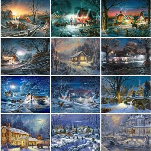 EverShine Diamond Painting Landscape 5D Full Square Diamond Embroidery House Picture Rhinestones Mosaic Decor For Home