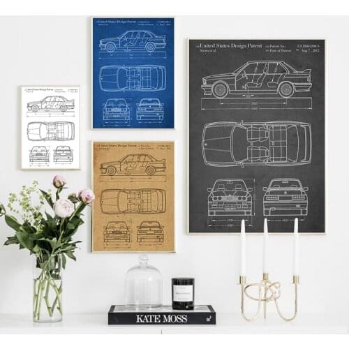 Car E30 M3 artwork, Auto wall art ,Transportation poster, room decor, print,blueprint, gift idea,wall Decorations