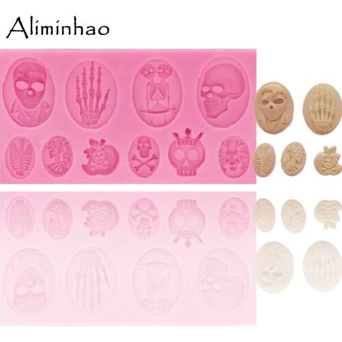 B0605 Halloween skull hand DIY Cake Silicone mold chocolate fondant cake decorating tools Resin Clay Mould