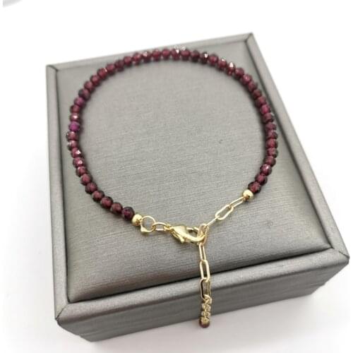 Faceted Garnet Bracelet Delicate Adjustable 14K Gold Filled Chains Natural Stones Pulsera Mujer Unique Women BOHO Bracelet