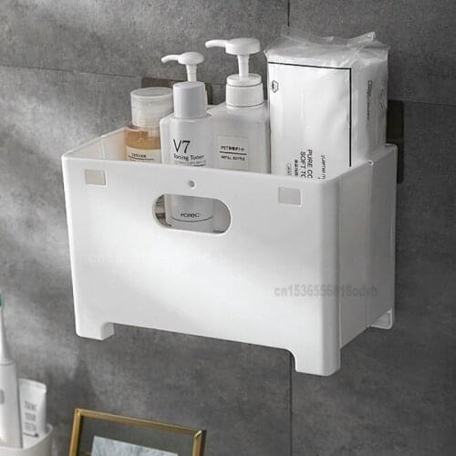 Home Folding Laundry Basket Bathroom Wall-mounted Punch-free Plastic Dirty Clothes Storage Organizer Folded Landry Basket