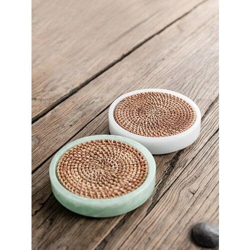 Imitation Jade Rattan Pot Tray Purple Sand Kettle Mat Small Tea Tray Base KungFu Tea Set Tea Ceremony Utensils Chinese Tea Table