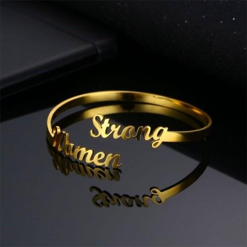 Customized Double Name Bracelet Bangles for Women Personalize Custom Stainless Steel Gold Fashion Adjustable Cuff Bangle Jewelry