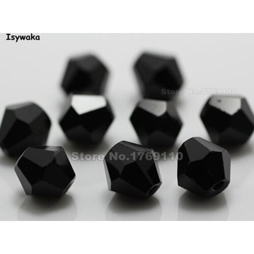 Isywaka 38pcs Black Color 8mm Bicone Austria Crystal Beads charm Glass Beads Loose Spacer Bead for DIY Jewelry Making