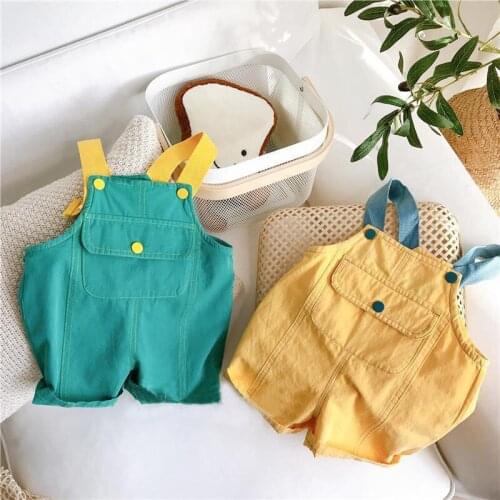 Childrens Overalls Summer New Baby Casual Loose Pocket Short Overalls Toddler Girls Boys Fashion Short Jumpsuits Kids Shorts