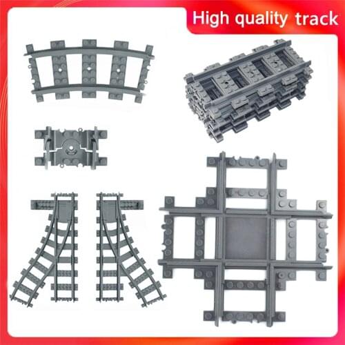 DIY Building Blocks City Trains Parts Bridge Tunnel Model straight curved Rail Bricks soft Flexible Cross Tracks Railway Creator