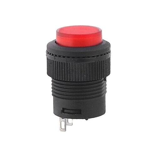 Red Head Cap SPST OFF-(ON) Round Momentary Push Button Switch AC250V 2A
