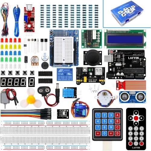 LAFVIN Super Starter Kit for Arduino UNO R3 - Uno R3 Breadboard / Step Motor / SG90 Servo / 1602 LCD / jumper Wire / CD Tutorial