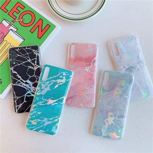 Laser glossy phone case for Samsung A70 case A10 M10 A20 A30 For Samsung A50marble case A30S A50S A505 A307 A507 soft silicone