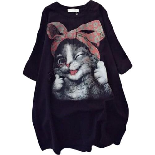 Summer Loose Graffiti T-shirt Womens Tees Gothic Medium Length Clothing Harajuku Top Pattern Printed Street 2021 New TS066