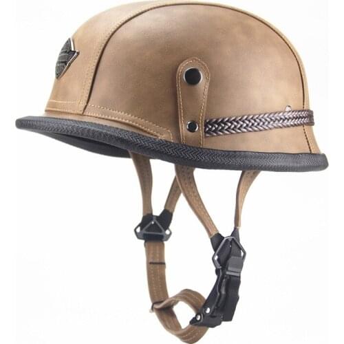 Motorbike Cap Motorcycle Helmet German Leather Hat Cruising Retro Helmet Locomotive Prince Helmet Electric Car Half Helmet 296