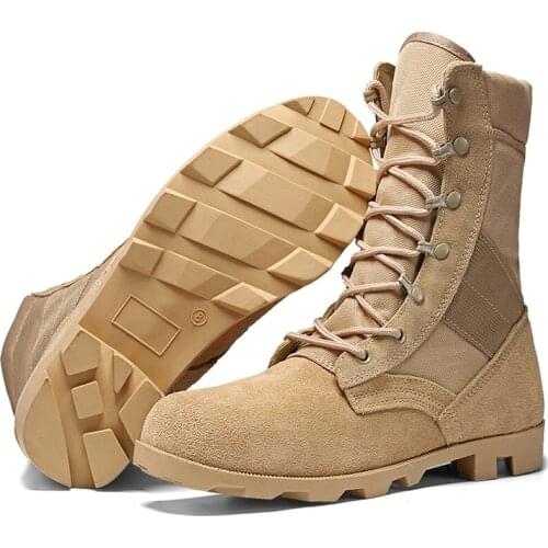 Genuine Leather Male Military Boots Desert Combat Boots Outdoor Hiking Shoes Training Tactical Boots Non-slip Men Boots 2021