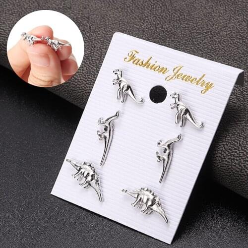Fashion Lovely Dinosaur Ear Stud Set Charm Gold Animal Dragon Stud Earring Punk Classic Metal Alloy Earring Men Women Jewelry