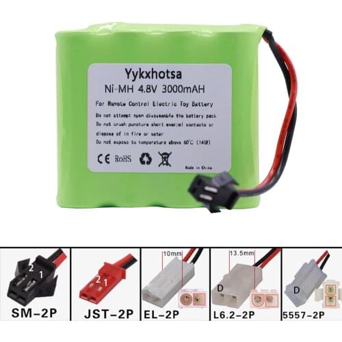 NIMH Battery 4.8V 3000mAh For Rc toys Cars Tanks Robots Boats Guns Ni-MH 4.8v 2400mAh Battery AA Pack SM/JST/EL-2P/Tamiya Plug