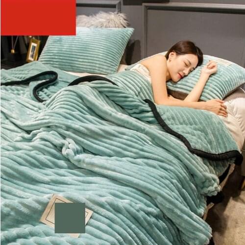 Solid Color Flannel Coral Fleece Blanket Super Soft Plaid Coverlet Sofa Cover Winter Warm Sheets Easy Wash Faux Fur Blankets