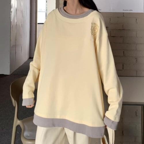 2021 autumn vacation two-piece sweatshirt female Korean version loose round neck pullover hoodie