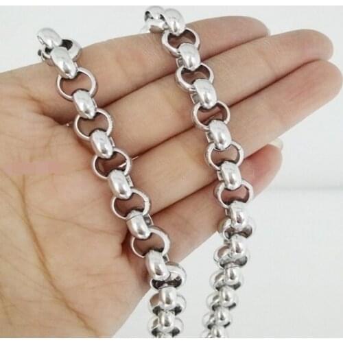 6mm/ 9mm Stainless Steel High Quality Round Rolo Link Chain Necklace Women Mens HolidY jewelry