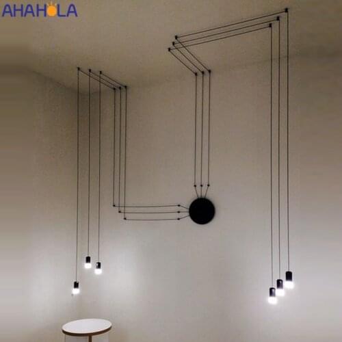 DIY Spider Black Pendant Lights Modern Pendant Lamp for Living Room Nordic Hanging Light Fixture Suspension Luminaire
