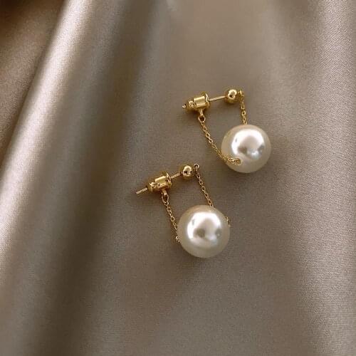 Simple Elegant Small Pearl Pendant Earrings for Woman 2021 New Fashion Jewelry Party Ladies' Unusual Dangle Earrings Accessories