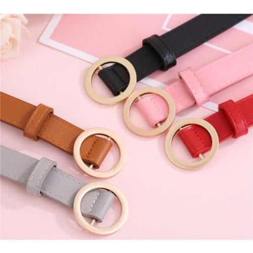 Women Leather Belt Newest Round Buckle Belts Female Leisure Jeans Buckle Women Strap Belt Wild Metal Smooth Buckle Casual PU