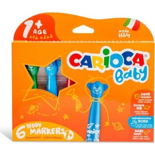 Original Carioca Teddy Jumbo Baby Super Washable Felt Paint Pen 6'lı