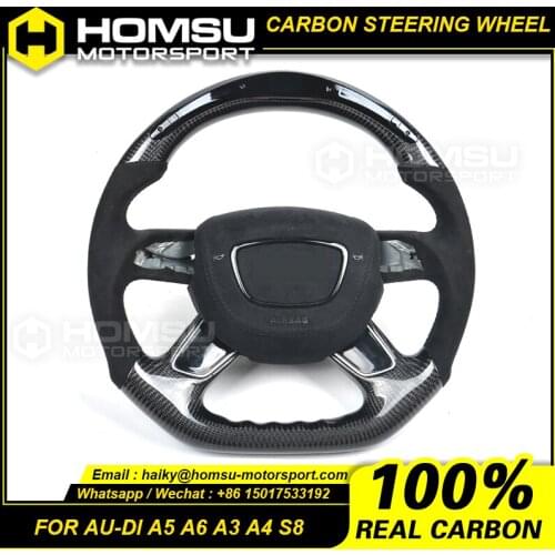Custom alcantar carbon fiber steering wheel For audi 2005-2011 A5 A6 A3 A4 S8 racing wheel convertible