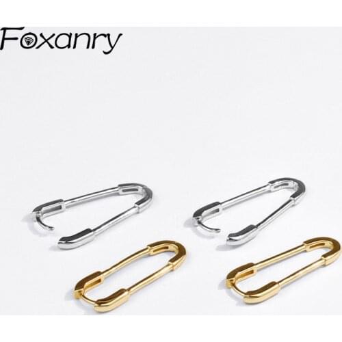 Foxanry 925 Sterling Silver Earrings Summer New Trendy Elegant Couples Creative Design Paper Clip Party Jewelry Birthday Gifts
