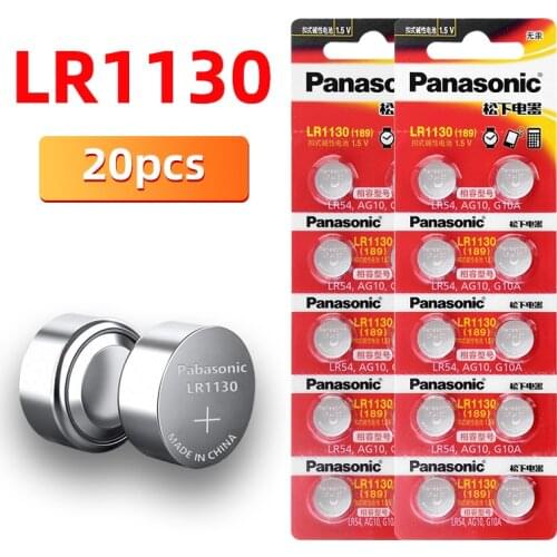 20PCS/lot PANASONIC Original LR1130 189 1.5V Alkaline Batteries AG10 LR54 SR1130W Button Cell Battery 0%Hg for Remote control