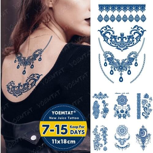 Juice Ink Tattoos Body Art Lasting Waterproof Temporary Tattoo Sticker Henna Mandala Tatoo Flower Totem Arm Fake Tatto Women Men