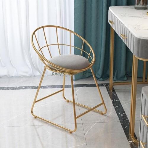 Modern minimalist bowknot net red makeup dressing stool backrest manicure chair bedroom ins Nordic girl stool