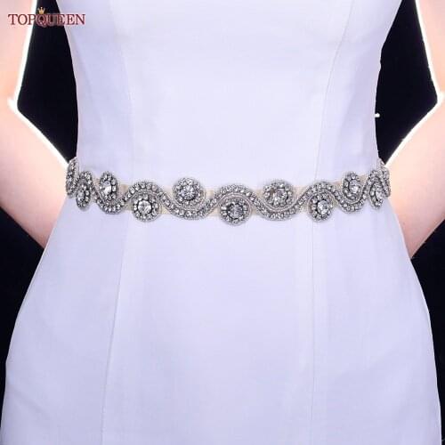 TOPQUEEN S10 Luxury Bridal Belts silver Diamond belt Wedding Accessories Belts for Women Wedding Dress Sash Belt for the Bride
