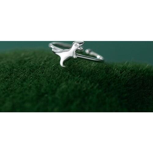 VENTFILLE 925 Sterling Silver Cute Little Dinosaur Couples Rings Fashion Simple Engagement Jewelry Statement Women ring Gift